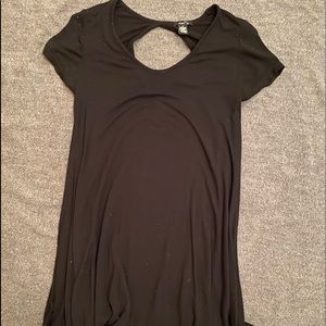 Open back black tee dress